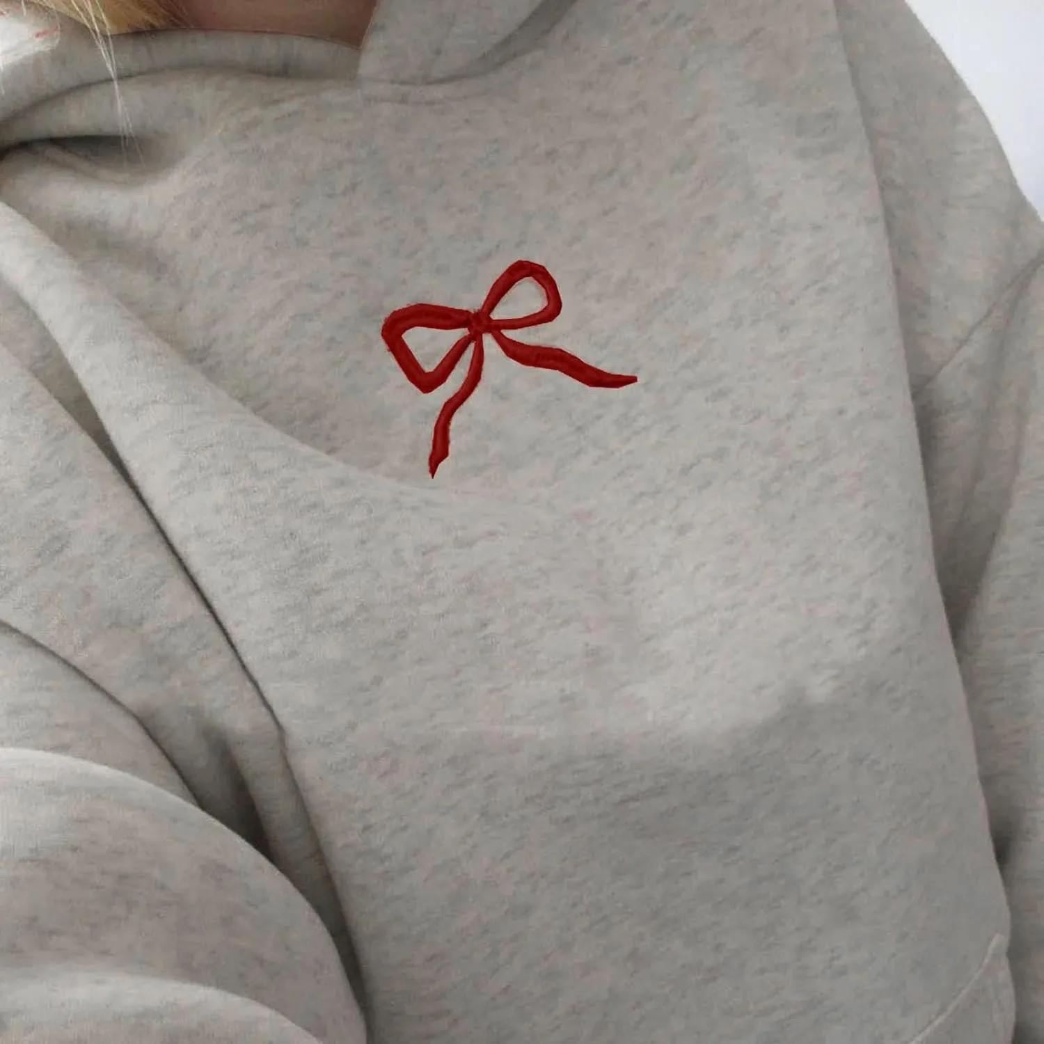 Womens Bow Hoodies Oversized Sweatshirts Fleece Long Sleeve Comfy Casual Lightweight Tunic Basic Pullover Tops with Pockets