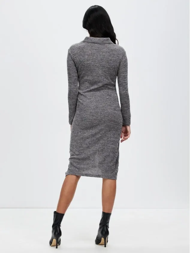 Women's casual and elegant waistband Grey dress by Kaja Clothing - Zosia Dress