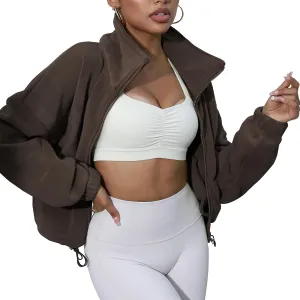 Women's Fleece Jacket Coats Long Sleeve Crop Jacket Workout Winter Coat Fall Clothes