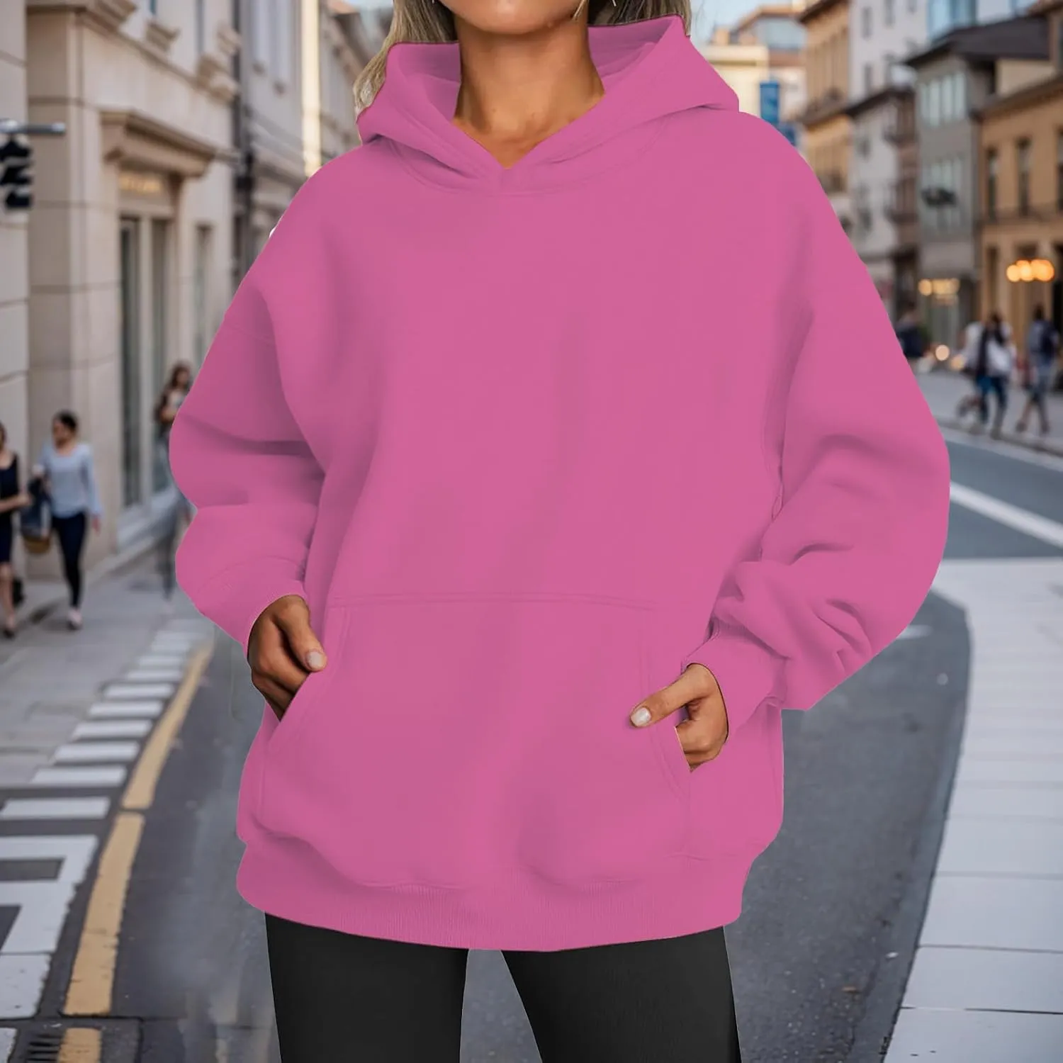 Womens Hoodies Oversized Sweatshirts Casual Fleece Hooded Pullover Sweaters Long Sleeve Fall Winter Y2K Outfits Tops