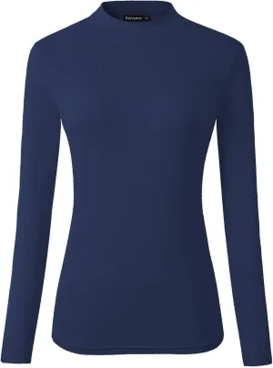 Women's Long Sleeve Slim Fit Turtleneck Basic Layering T-Shirt