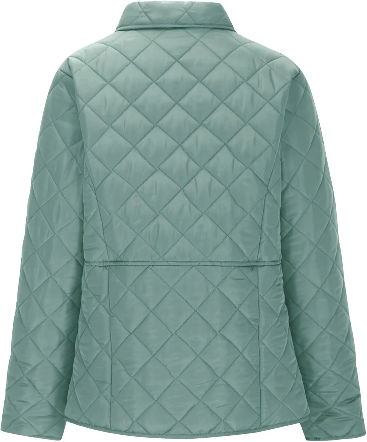 Women's Puffer Jacket Long Sleeve Button Down Lapel Quilted Coats Casual Lightweight Outwear Jacket With Pockets
