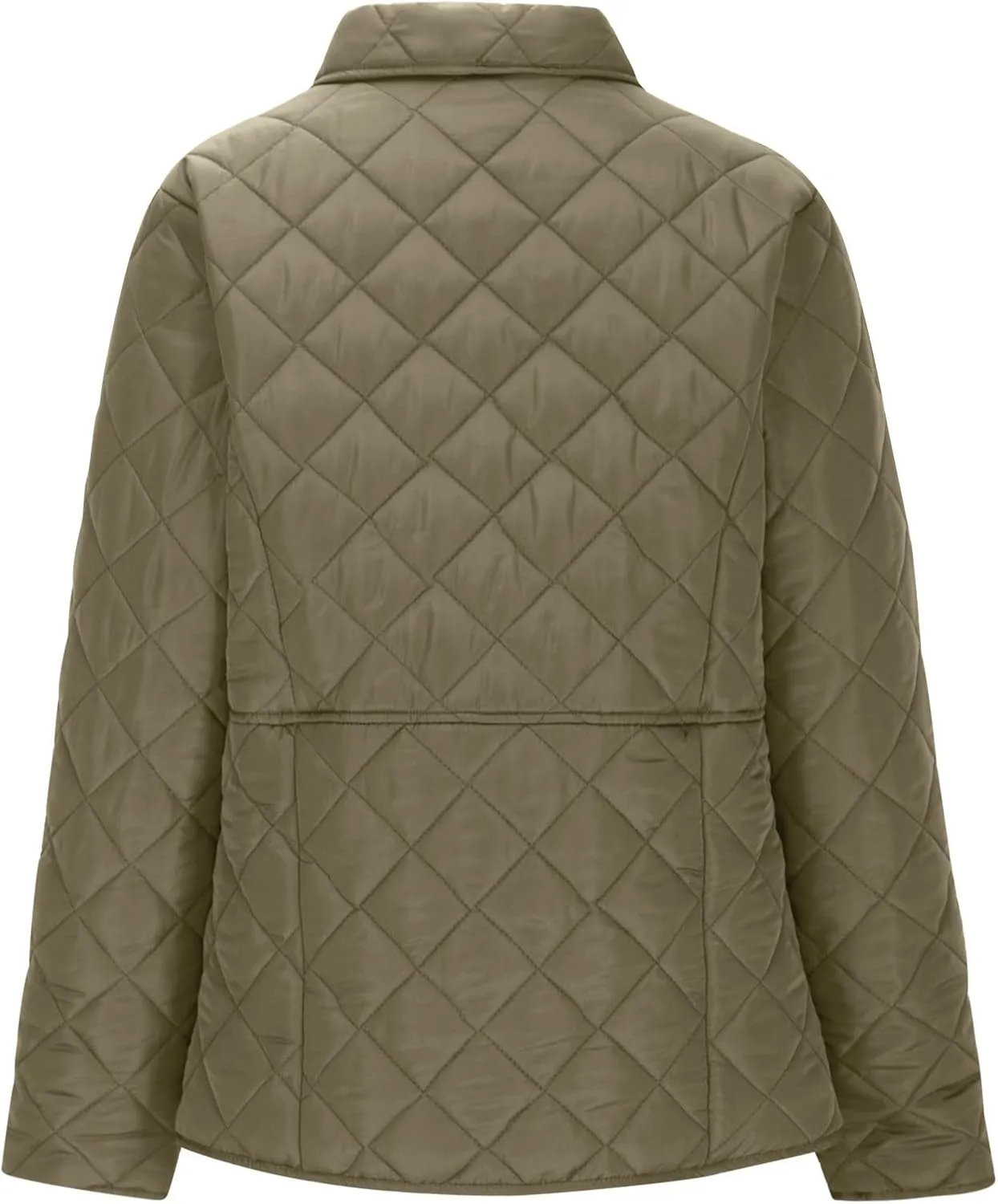 Women's Puffer Jacket Long Sleeve Button Down Lapel Quilted Coats Casual Lightweight Outwear Jacket With Pockets