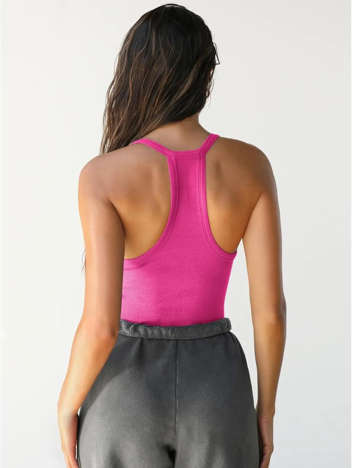 Womens Spaghetti Strap Tank Tops V Neck Racerback Going Out Crop 2025 Trendy Top Summer Sleeveless Ribbed Camisole