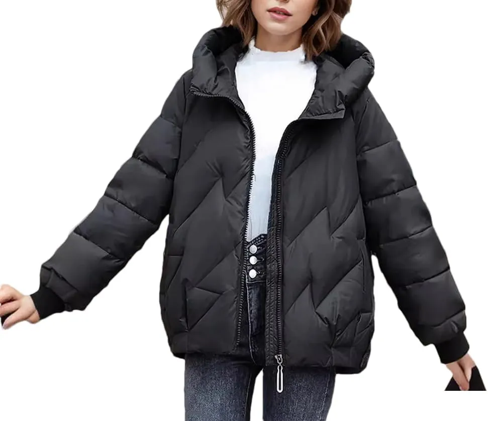 Women's Winter Jacket Female Loose Cotton Jacket Thick Warm Coats Women Solid Color Short Padded Jacket