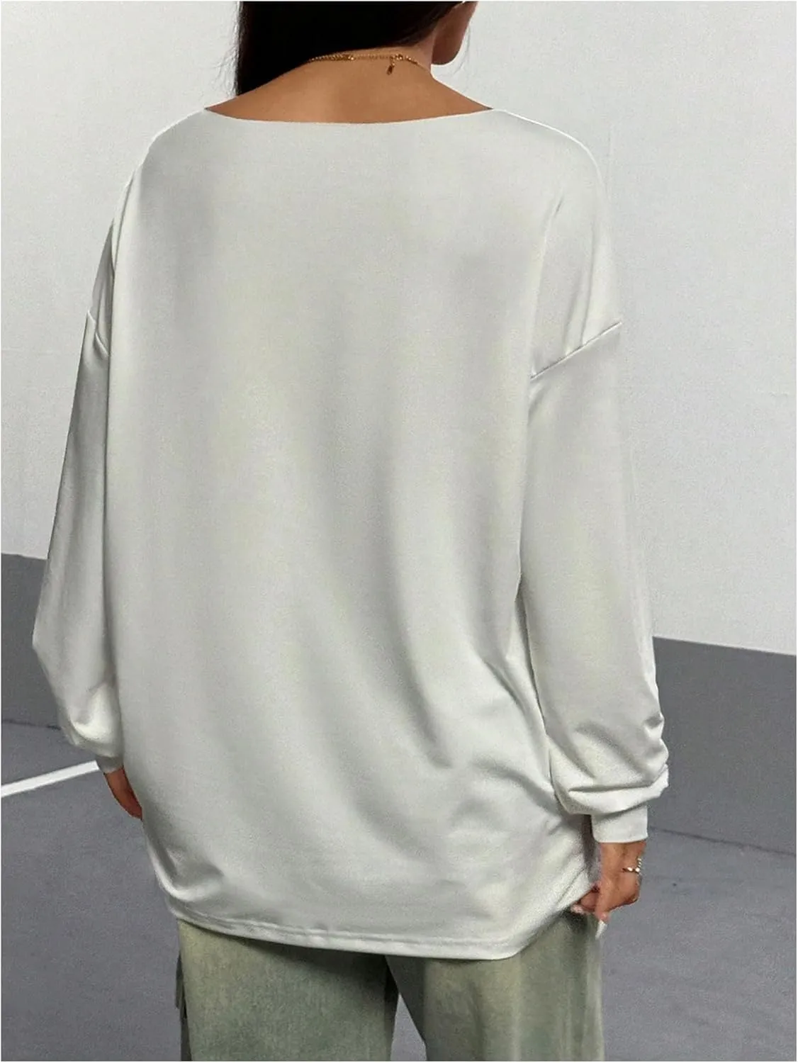 Women's Y2K Jersey Sweatshirt Number Print Off Shoulder Sweatshirt Long Sleeve Asymmetrical Shoulder Loose T Shirt