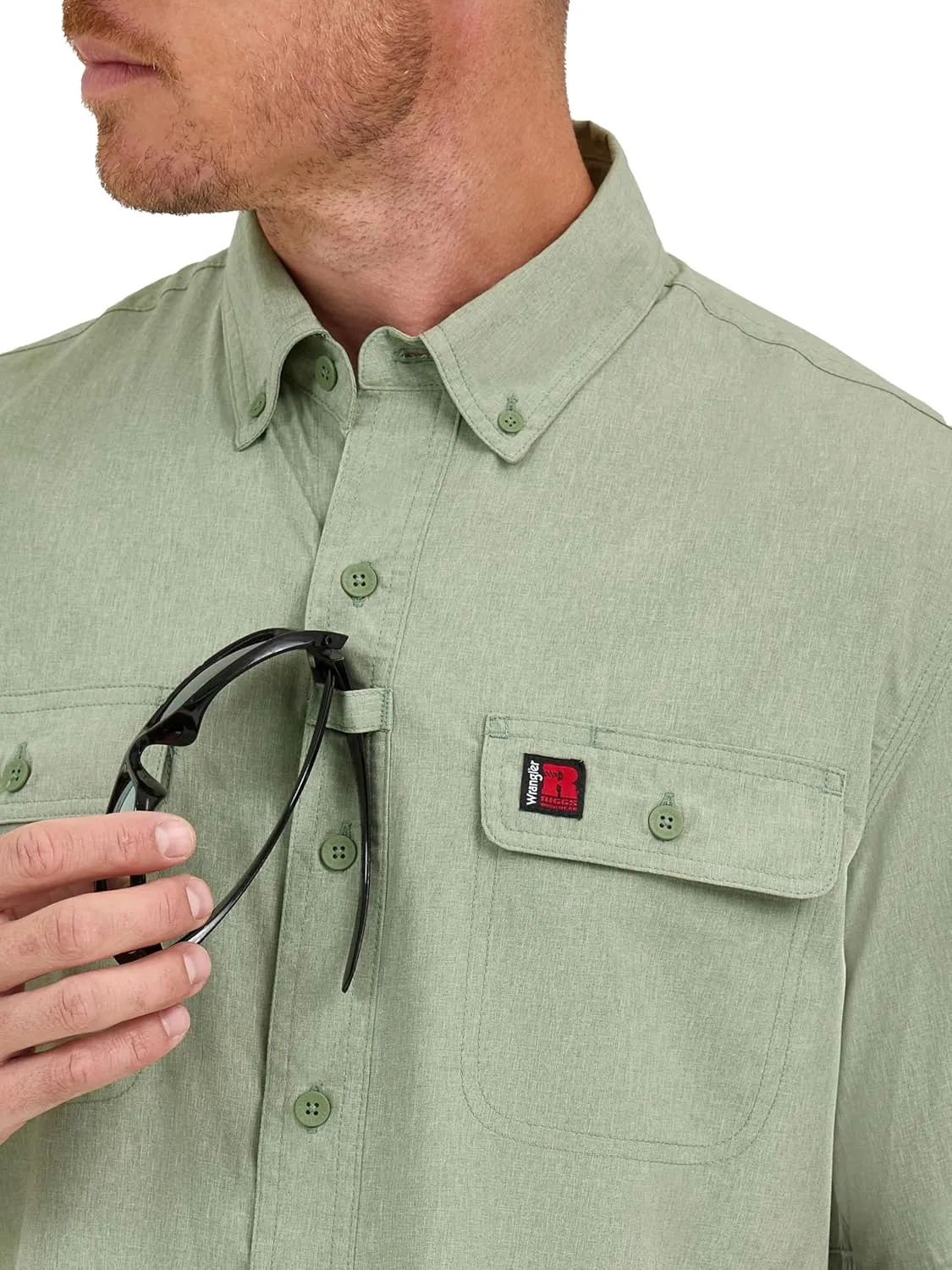 Wrangler Men's Short-Sleeve Vented Button-Down Work Shirt