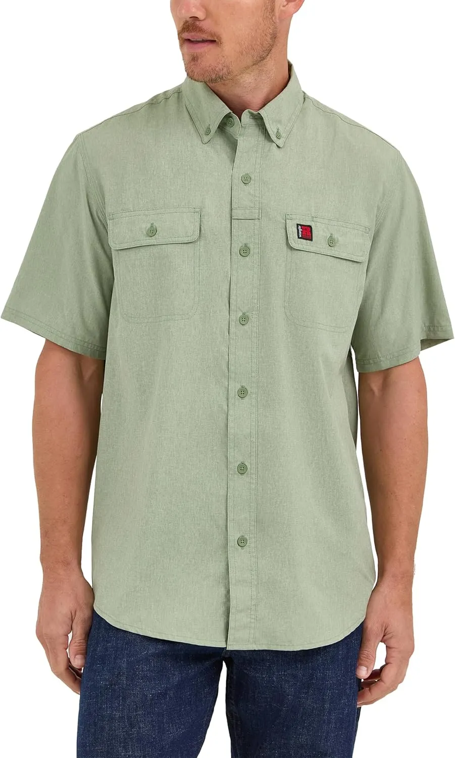 Wrangler Men's Short-Sleeve Vented Button-Down Work Shirt