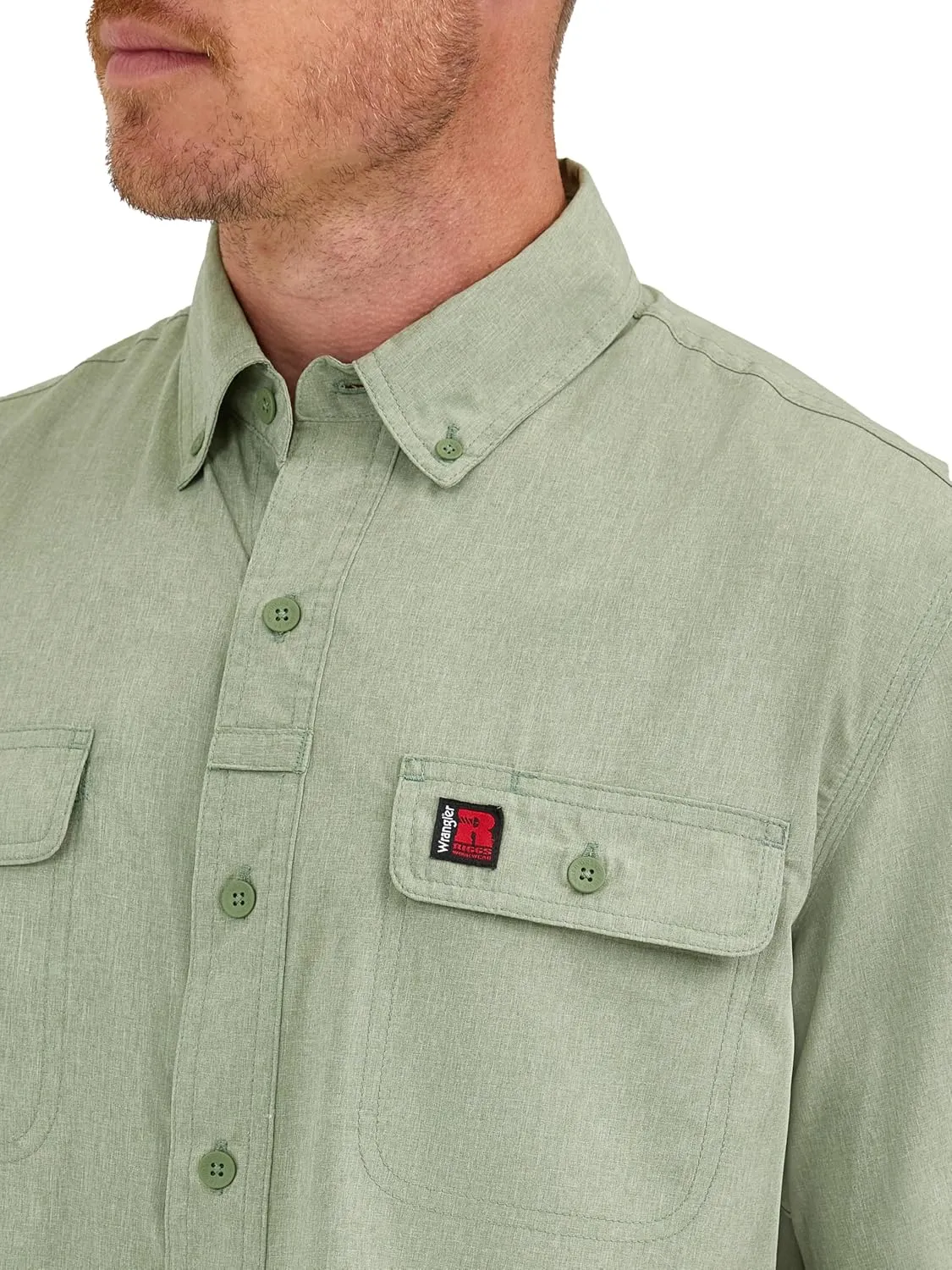 Wrangler Men's Short-Sleeve Vented Button-Down Work Shirt
