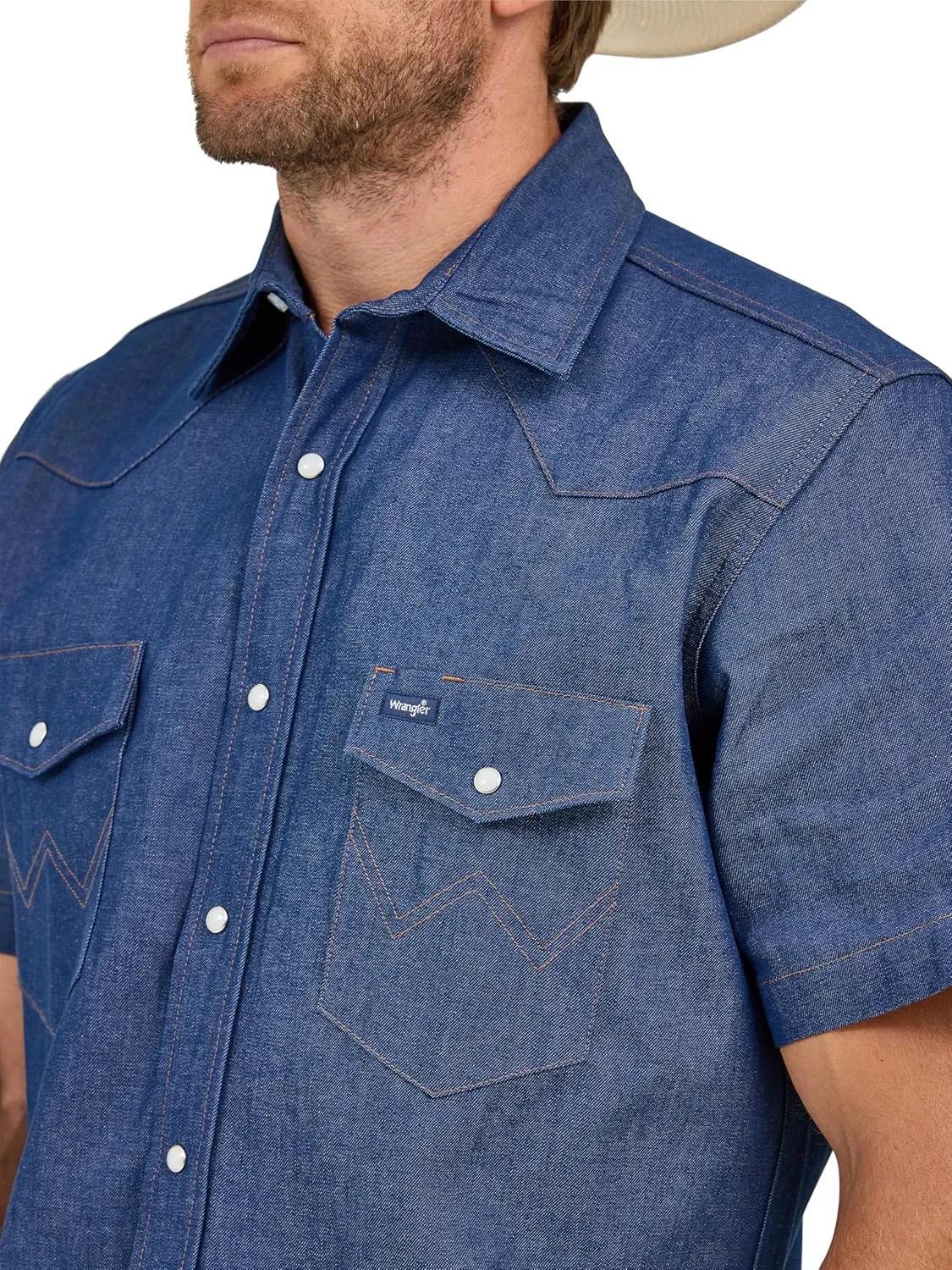 Wrangler Men's Snap Short Sleeve Western Snap Plaid Shirt