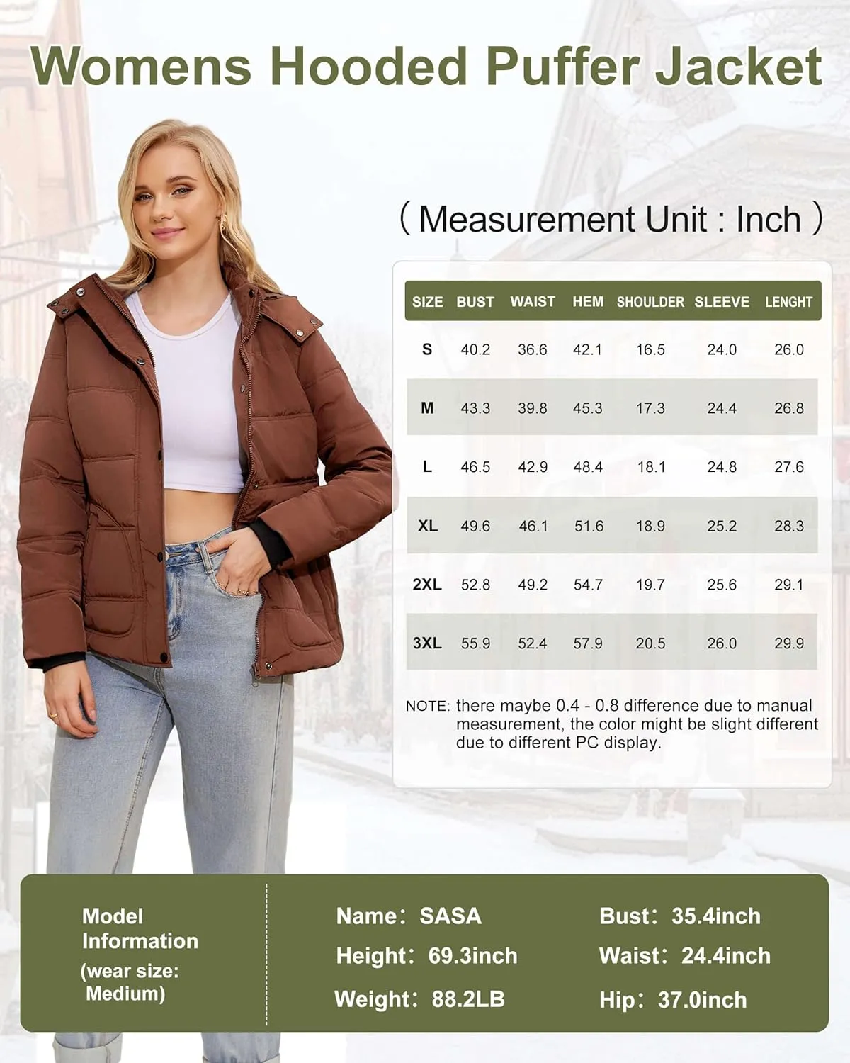 WULFUL Women's Winter Coats Lightweight Warm Thicken Puffer Jacket Waterproof Quilted Winter Jacket with Removable Hood