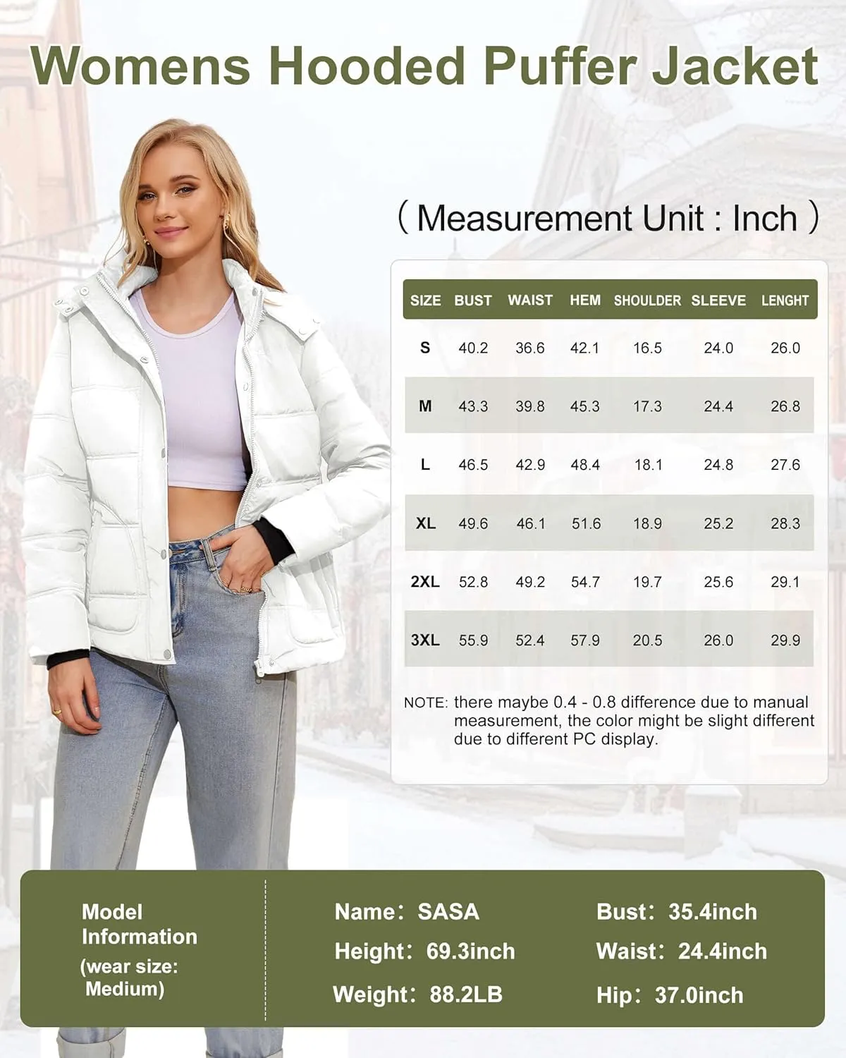 WULFUL Women's Winter Coats Lightweight Warm Thicken Puffer Jacket Waterproof Quilted Winter Jacket with Removable Hood