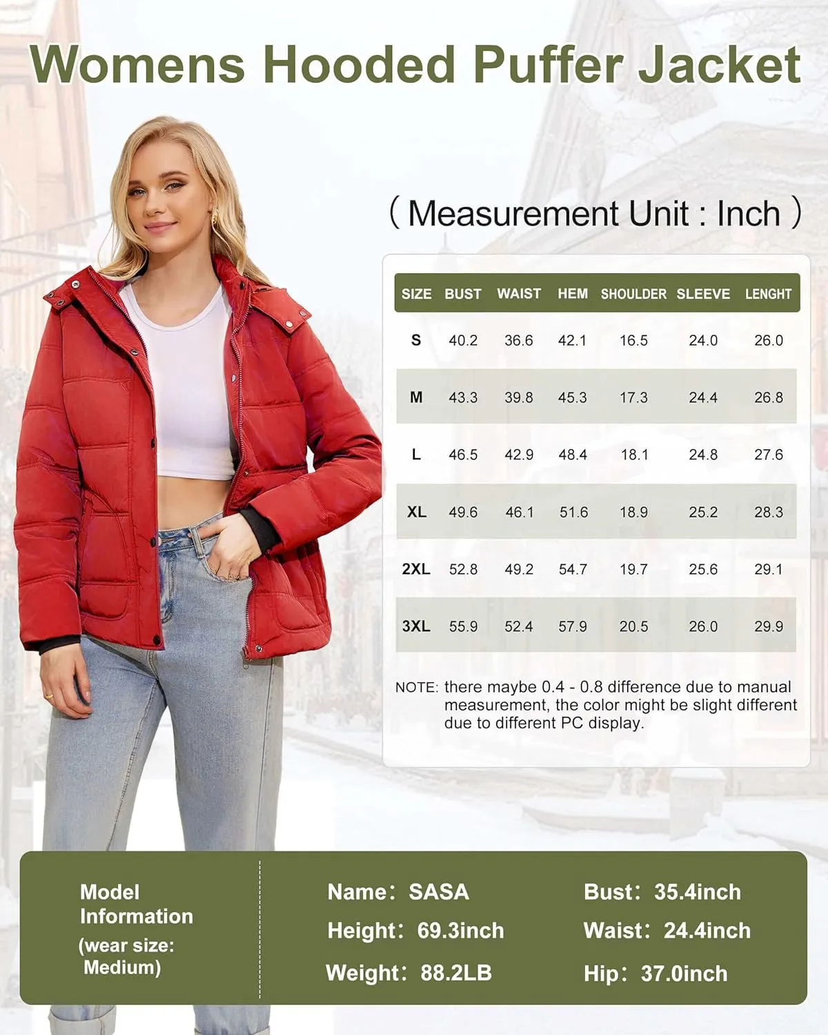 WULFUL Women's Winter Coats Lightweight Warm Thicken Puffer Jacket Waterproof Quilted Winter Jacket with Removable Hood