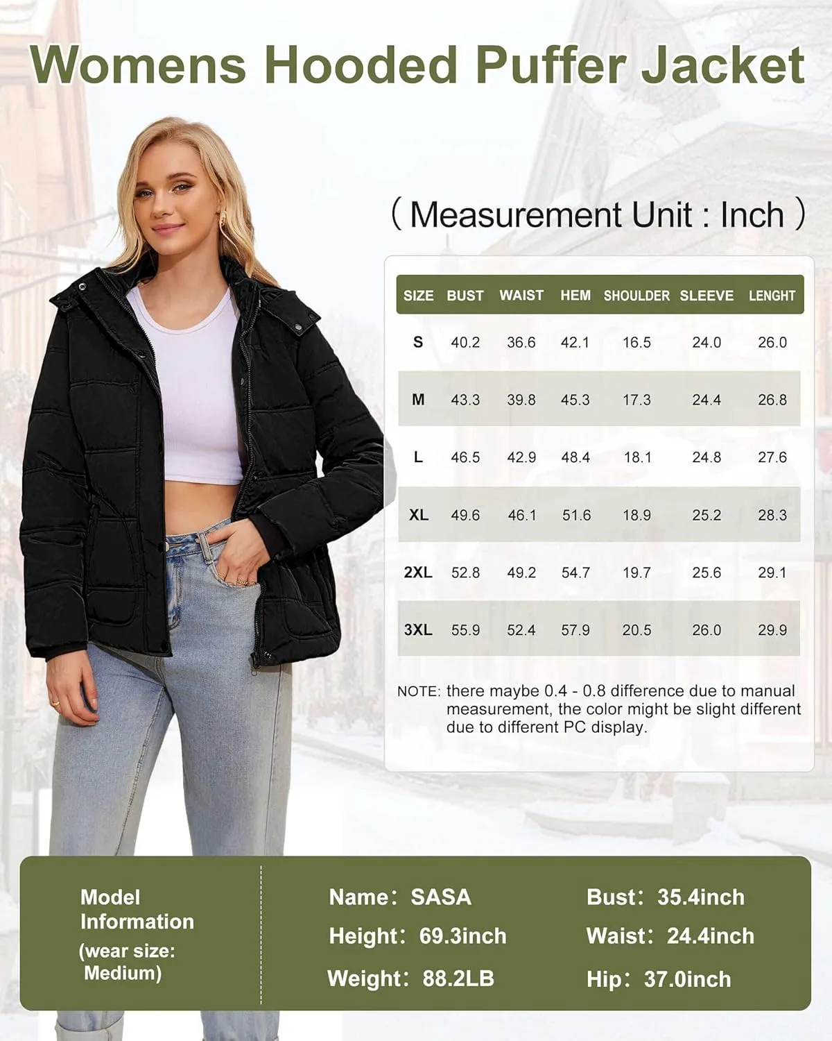 WULFUL Women's Winter Coats Lightweight Warm Thicken Puffer Jacket Waterproof Quilted Winter Jacket with Removable Hood