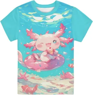 Xhuibop Kids Tshirts Girls Boys 3-16 Years Summer Clothes for Teens Loose Fitting Tops
