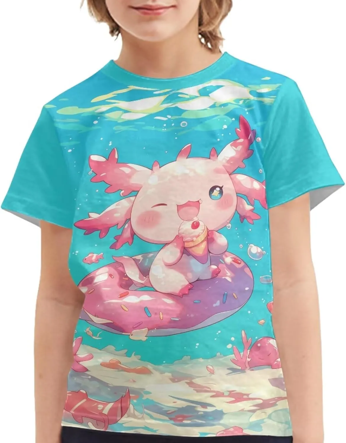 Xhuibop Kids Tshirts Girls Boys 3-16 Years Summer Clothes for Teens Loose Fitting Tops