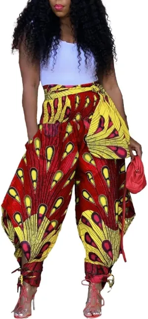 Yeshire Women's Casual African Print Harem Pants Hippie Loose Baggy Yoga Wide Leg Lounge Boho Pants with Pockets