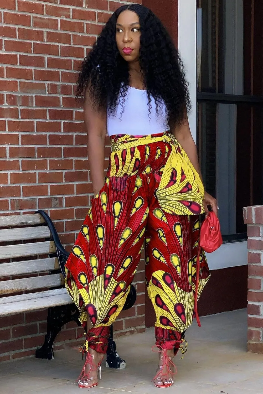 Yeshire Women's Casual African Print Harem Pants Hippie Loose Baggy Yoga Wide Leg Lounge Boho Pants with Pockets