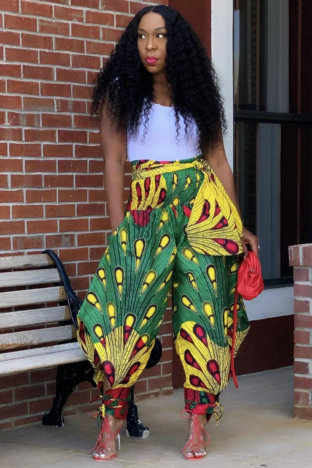Yeshire Women's Casual African Print Harem Pants Hippie Loose Baggy Yoga Wide Leg Lounge Boho Pants with Pockets