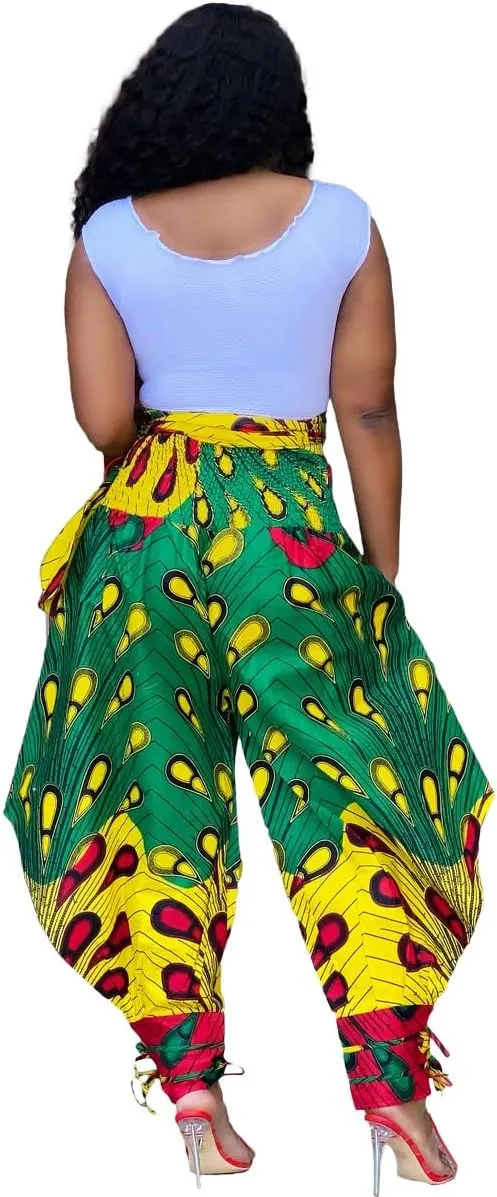Yeshire Women's Casual African Print Harem Pants Hippie Loose Baggy Yoga Wide Leg Lounge Boho Pants with Pockets