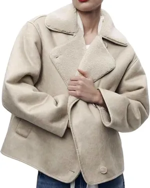 yoeasy Womens Winter Thick Sherpa Lined Faux Suede Jacket Casual Motorcycle Biker Oversized Leather Jacket Coat