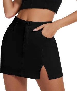 Zando Cargo Skirt High Waisted Cargo Skirts for Women Bodycon Cargo Mini Skirt Denim Skirt Y2K Jean Skirt with Pockets