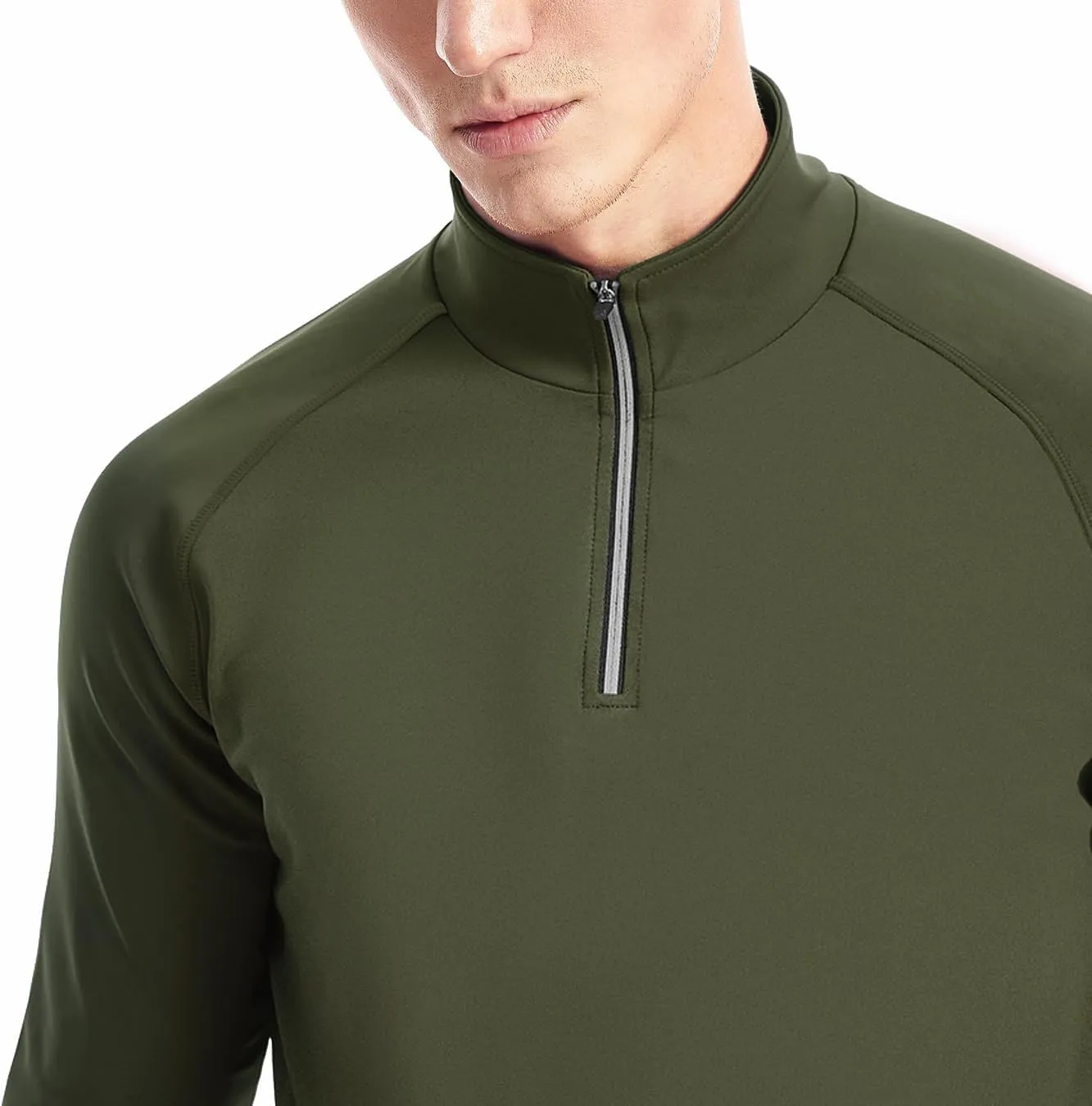 Zengjo 1/4 Zip Pullover Mens Running Shirt Long Sleeve