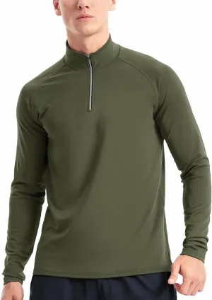 Zengjo 1/4 Zip Pullover Mens Running Shirt Long Sleeve