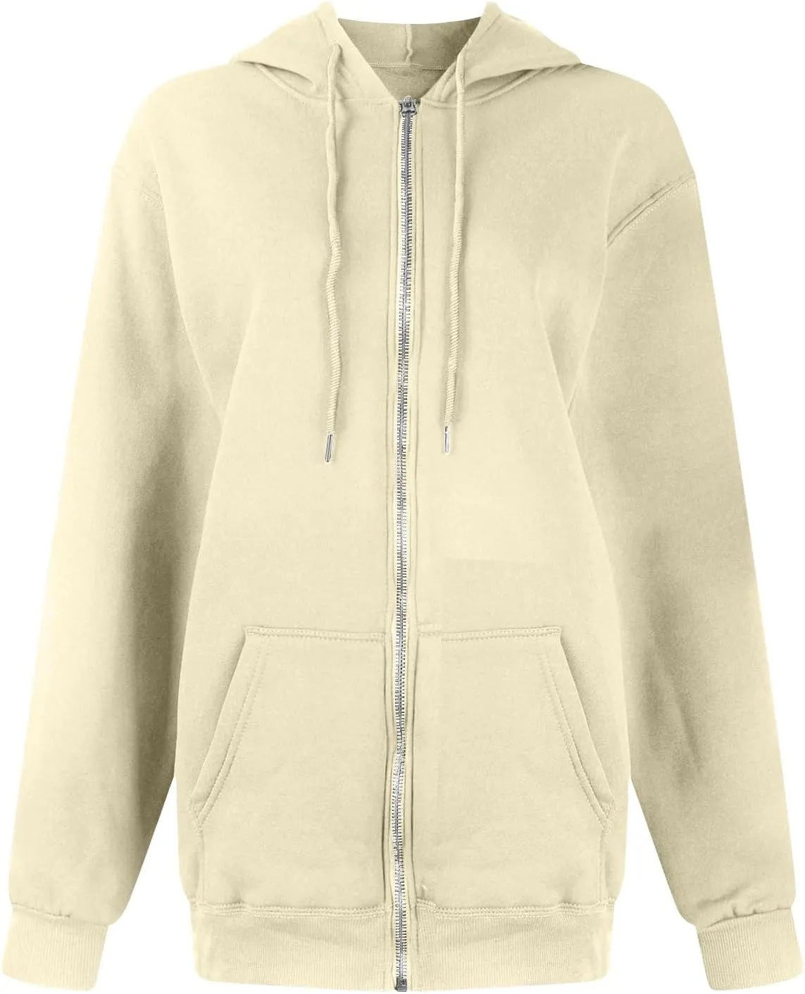 Zip Up Hoodie for Women 2024 Fall Oversized Sweatshirt Cute Long Sleeve Jacket Crewneck Hooded Outerwear with Pocket