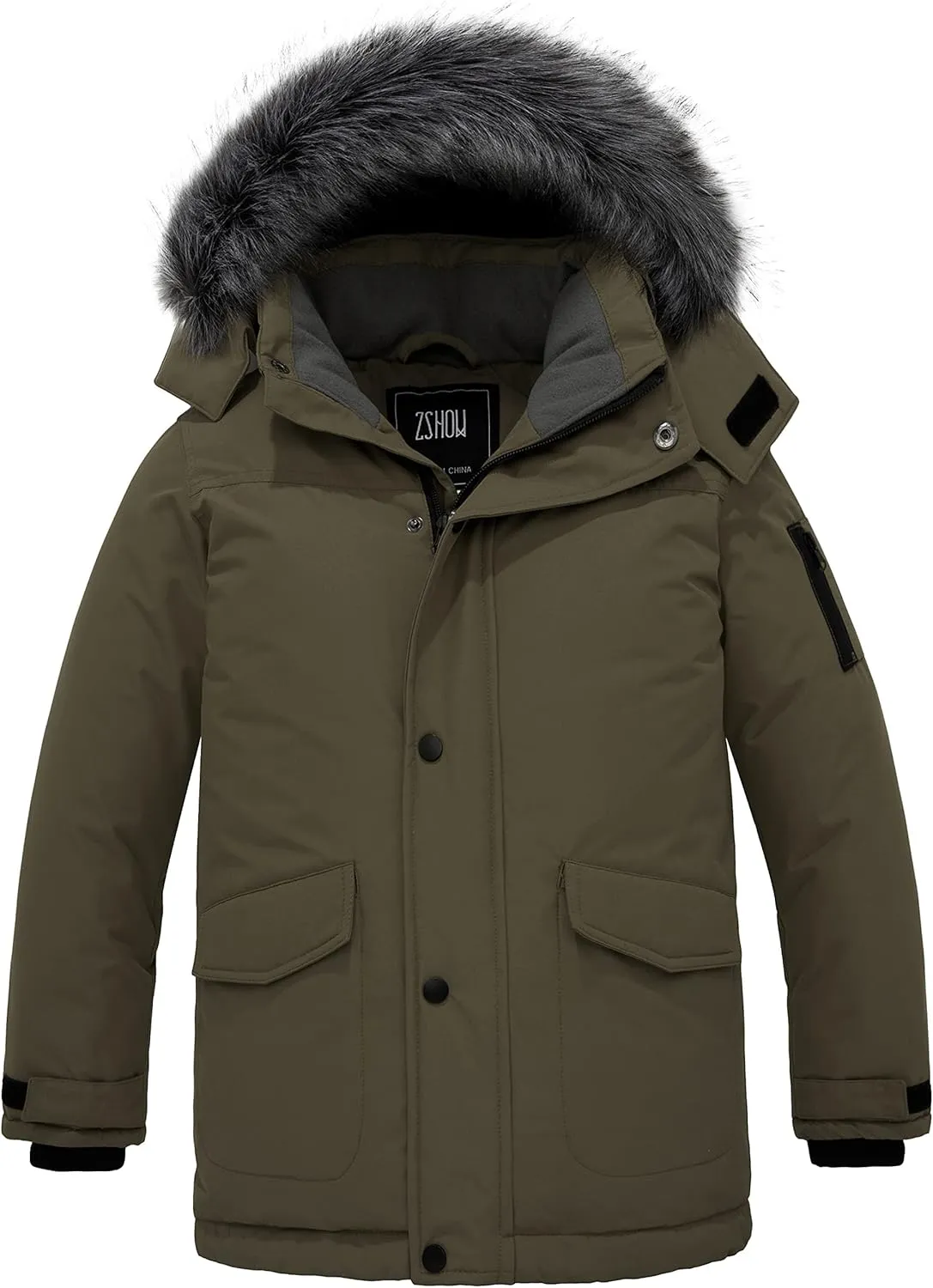ZSHOW Boys' Warm Winter Coat Waterproof Parka Hooded Puffer Jacket