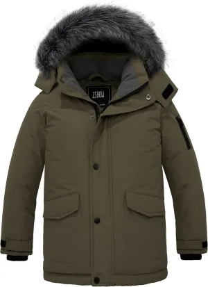 ZSHOW Boys' Warm Winter Coat Waterproof Parka Hooded Puffer Jacket