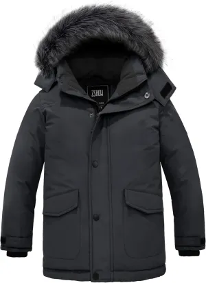 ZSHOW Boys' Warm Winter Coat Waterproof Parka Hooded Puffer Jacket