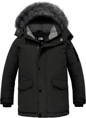 ZSHOW Boys' Warm Winter Coat Waterproof Parka Hooded Puffer Jacket