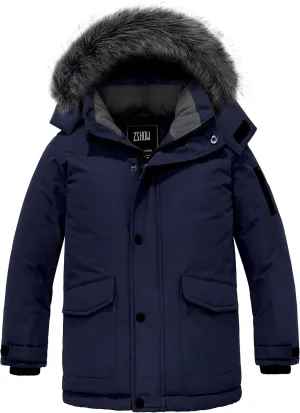 ZSHOW Boys' Warm Winter Coat Waterproof Parka Hooded Puffer Jacket