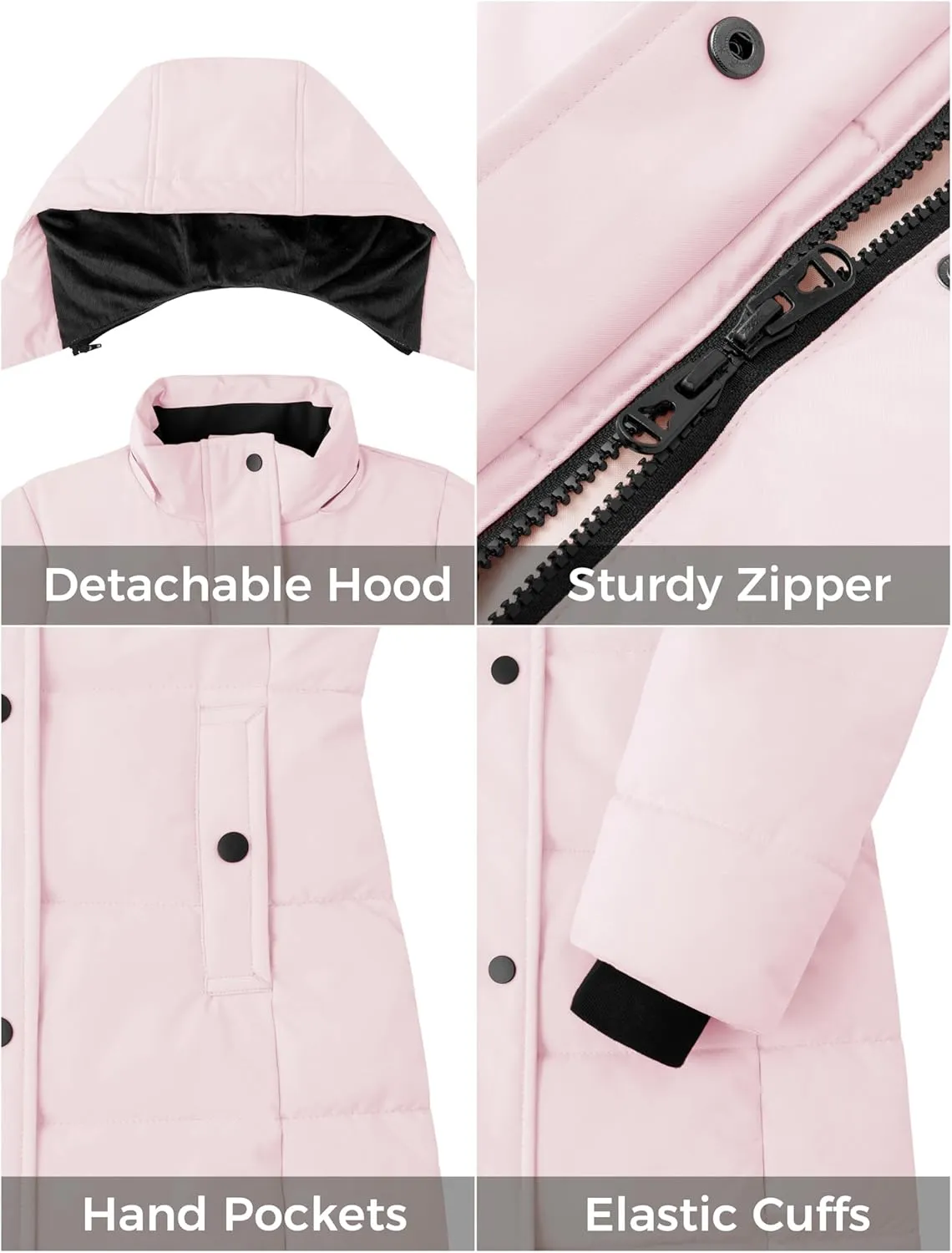 ZSHOW Girl's Winter Coats Hooded Outerwear Puffer Jacket Waterproof Warm Long Parka