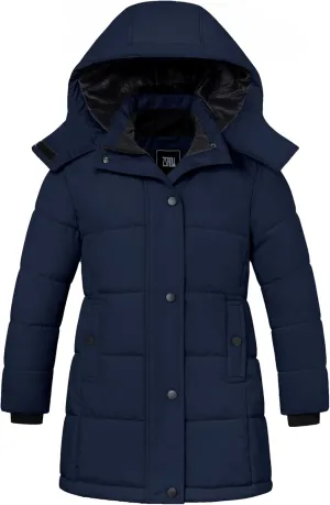 ZSHOW Girl's Winter Coats Hooded Outerwear Puffer Jacket Waterproof Warm Long Parka