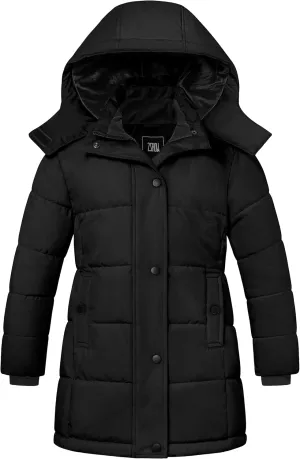 ZSHOW Girl's Winter Coats Hooded Outerwear Puffer Jacket Waterproof Warm Long Parka