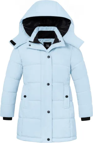 ZSHOW Girl's Winter Coats Hooded Outerwear Puffer Jacket Waterproof Warm Long Parka