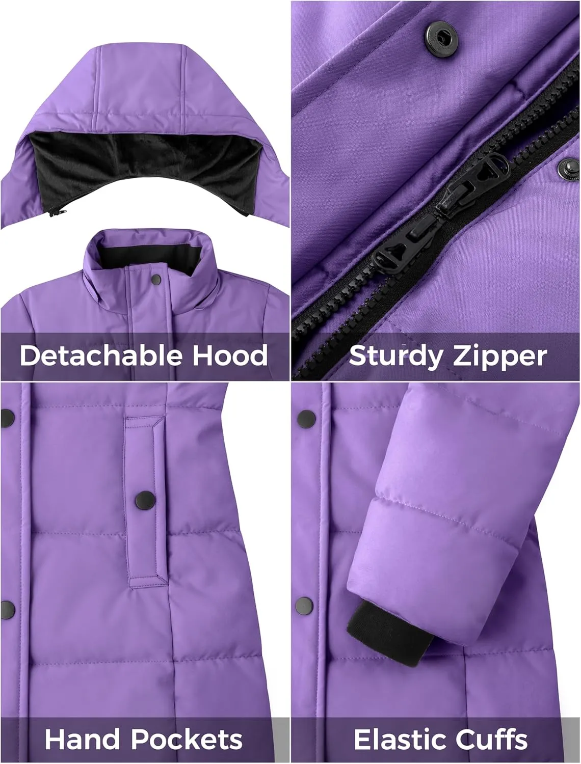 ZSHOW Girl's Winter Coats Hooded Outerwear Puffer Jacket Waterproof Warm Long Parka