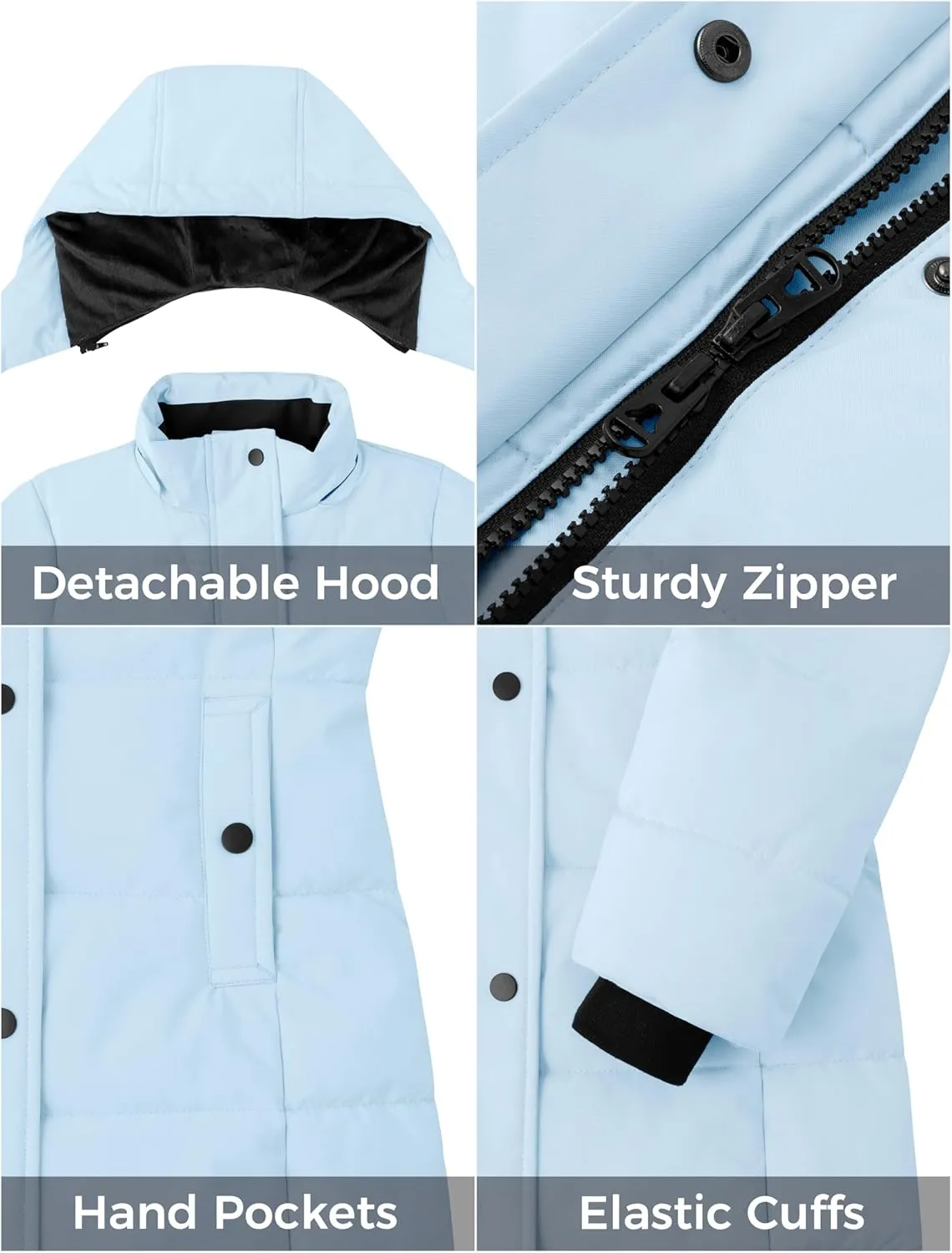 ZSHOW Girl's Winter Coats Hooded Outerwear Puffer Jacket Waterproof Warm Long Parka