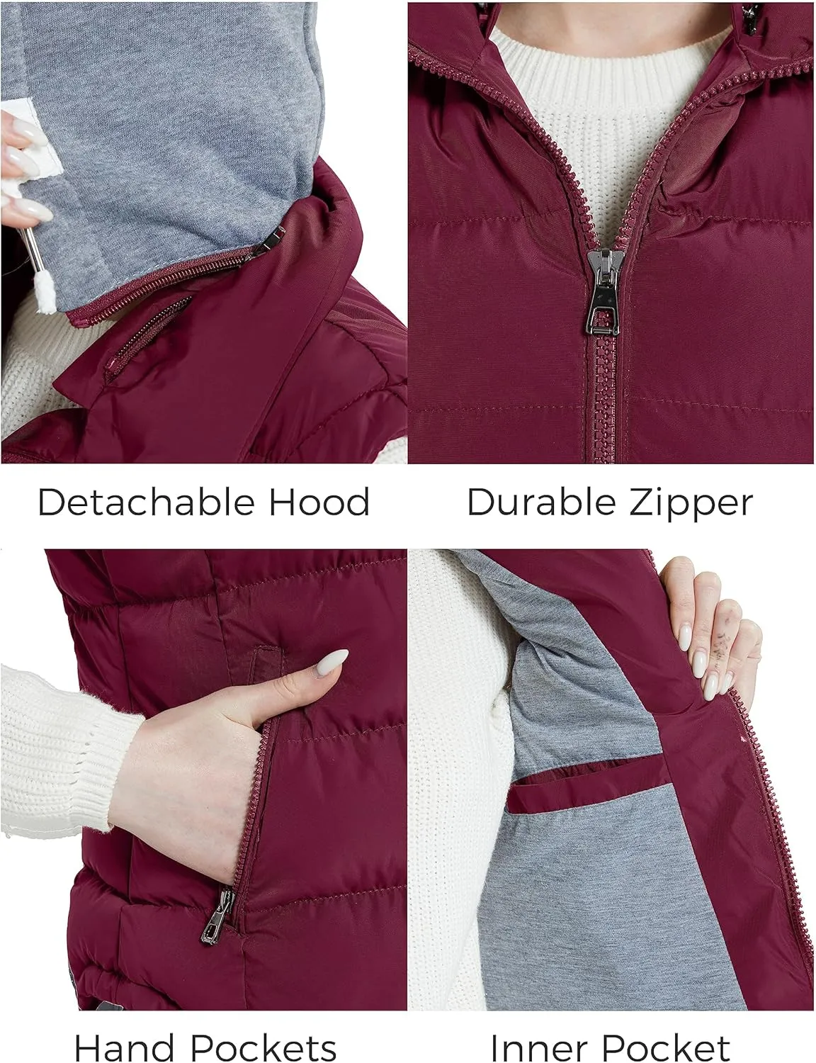 ZSHOW Women's Outerwear Vest Hooded Puffer Vest Padded Winter Vest Jacket